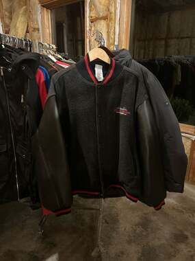 Vintage Mickey Mouse 'All Round Nice Guy' Wool Varsity Jacket with Faux Leather